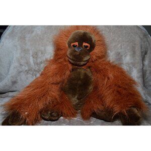 Vintage Orangutan Plush Stuffed Animal 80's Retro Toy Monkey Ape Brown READ